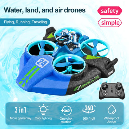 3-in-1 Mini RC Drone: Unlimited Fun on Sea, Land, Air!