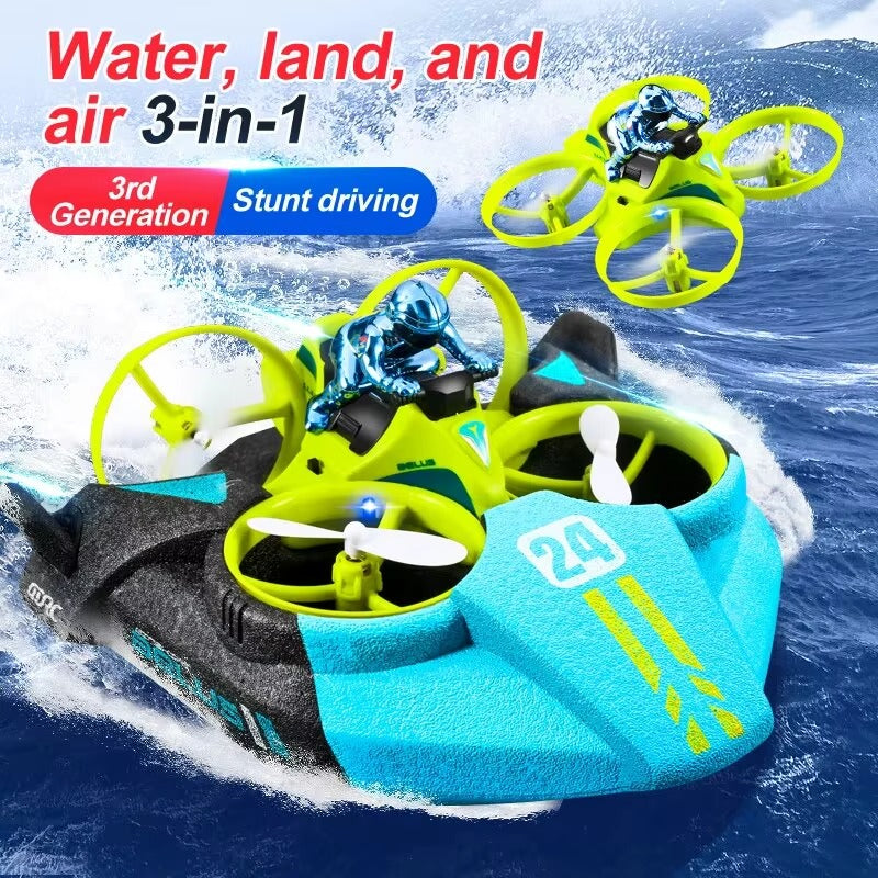 3-in-1 Mini RC Drone: Unlimited Fun on Sea, Land, Air!